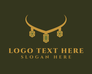 Gemstone - Golden Crystal Necklace logo design