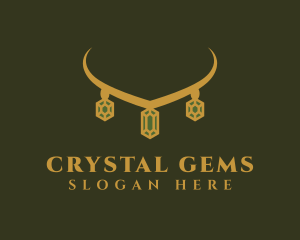 Golden Crystal Necklace logo design