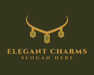 Golden Crystal Necklace logo design