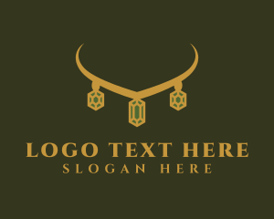 Precious Gem - Golden Crystal Necklace logo design