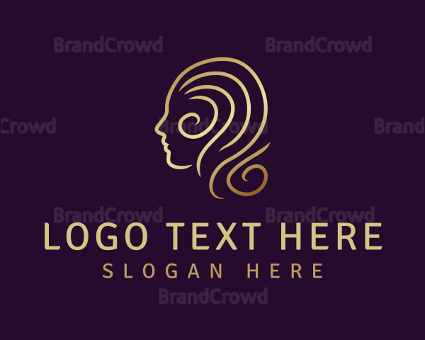 Gold Woman Hair Ouline Logo