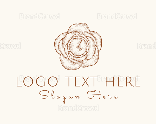 Elegant Rose Clock Logo