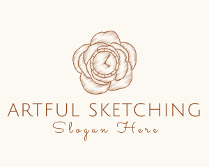 Elegant Rose Clock logo design