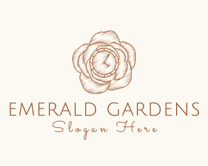 Elegant Rose Clock logo design