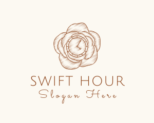 Elegant Rose Clock logo design