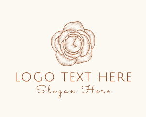 Floral - Elegant Rose Clock logo design