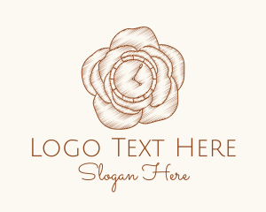 Rose - Vintage Rose Clock logo design