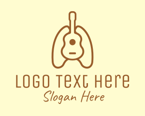 Breathing - Brown Guitar Lungs logo design