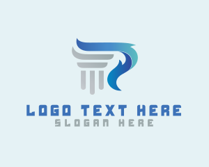 Illustrative - Blue Flame Pillar logo design