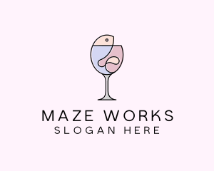 Seafood Wine Restaurant logo design