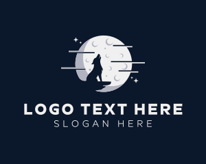 Lunar - Moon Howling Wolf logo design