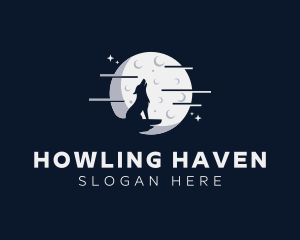 Howling - Moon Howling Wolf logo design