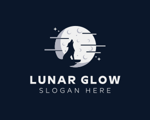 Moon Howling Wolf logo design