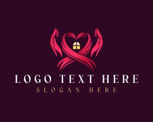 Organization - Heart Ribbon Hand logo design