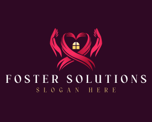 Heart Ribbon Hand logo design