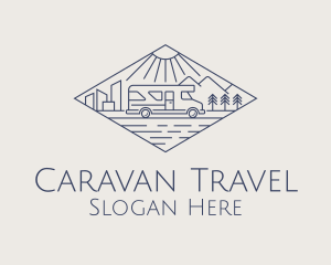 Caravan - Blue Monoline Caravan Diamond logo design