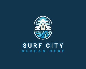 Beach Wave Surfing logo design