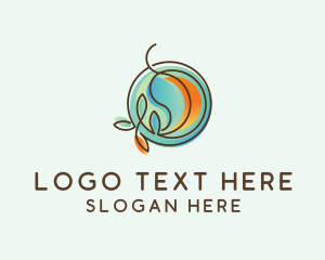 Circle - Gradient Leaves Badge logo design