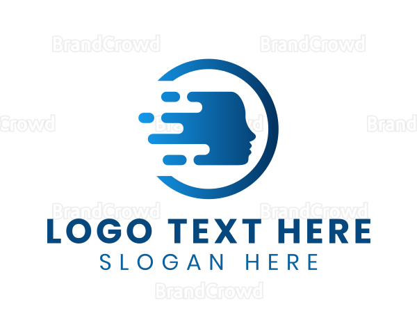 Blue Digital Human Head Logo