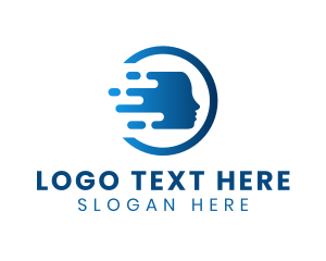 Research - Blue Digital Human Head logo design