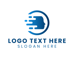 Information Technology - Blue Digital Human Head logo design