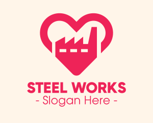 Pink Heart Industrial Factory logo design