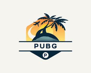 Beach Palm Tree Travel Logo
