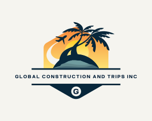 Trip - Beach Palm Tree Travel logo design