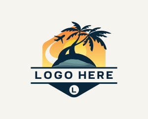 Beach - Beach Palm Tree Travel logo design