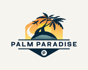 Beach Palm Tree Travel logo design