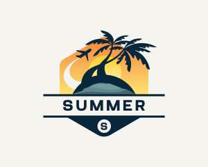 Beach Palm Tree Travel logo design