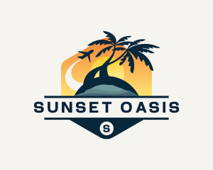 Beach Palm Tree Travel logo design