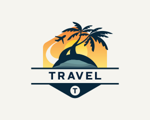 Beach Palm Tree Travel logo design