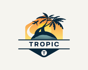 Beach Palm Tree Travel logo design