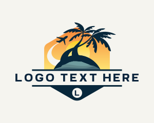 Destination - Beach Palm Tree Travel logo design