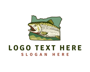 Map - Oregon Salmon Fish logo design