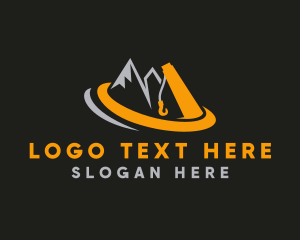 Heavy Equipment - Mountain Crane Machinery logo design