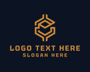 Letter E - Digital Cryptocurrency Hexagon Letter E logo design