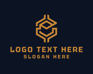 Technology - Digital Cryptocurrency Hexagon Letter E logo design