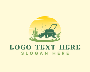 Grass - Lawn Mower Sunset logo design