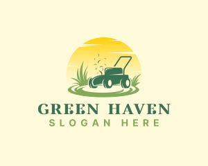 Lawn Mower Sunset logo design