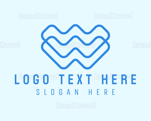 Blue Wave Letter W Logo