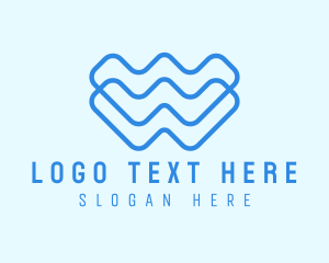 Radiation - Blue Wave Letter W logo design