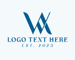 Blue - Elegant Letter WA Monogram logo design