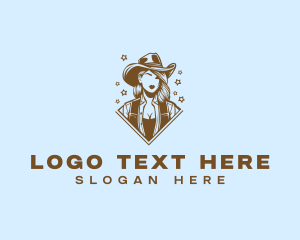 Cowboy Hat - Cowgirl Star Rodeo logo design