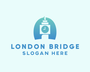 London - Blue Clock Tower Time logo design