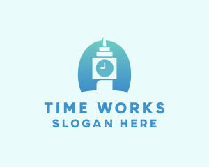 Time - Blue Clock Tower Time logo design
