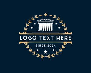 University - Legal Courthouse Wreath logo design