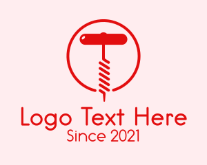 Red - Red Wine Corkscrew logo design