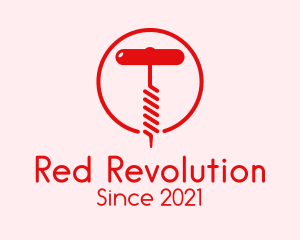 Red Wine Corkscrew logo design